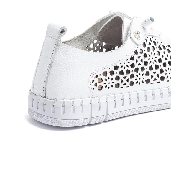 Chic White Perforated Women's Sneakers - Picture 7 of 11